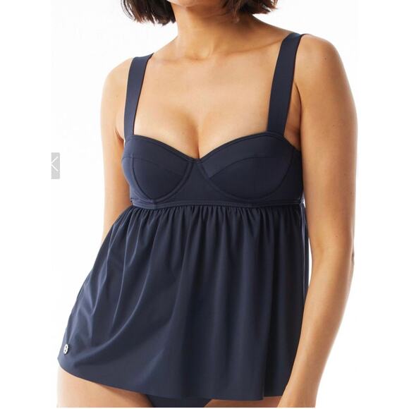 Michael Kors New Navy Underwire Baby Doll Tankini M NWT - Picture 1 of 3